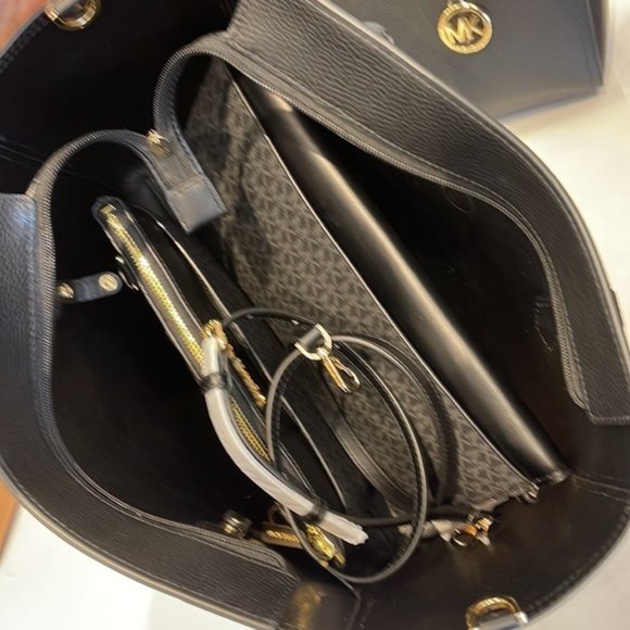 MICHAEL KORS Maisie Large Pebbled Leather 3-in-1 Tote Bag BLACK MULTI COLOR - Picture 13 of 16